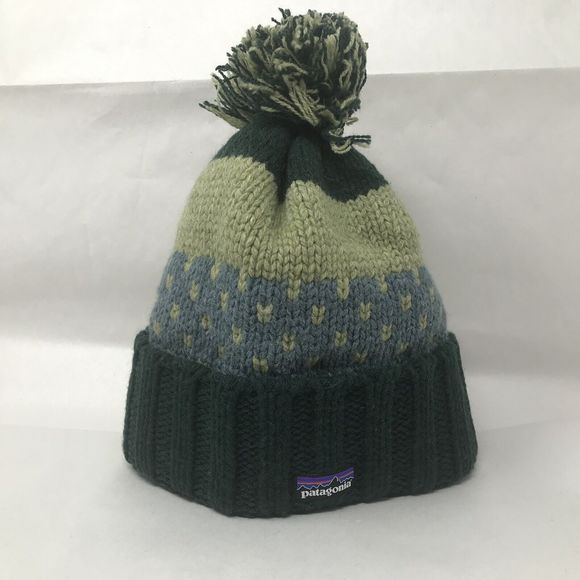 Patagonia Snowbelle Beanie Winter Hat Adult One Size Nordic Knit Northern Green - Picture 7 of 8
